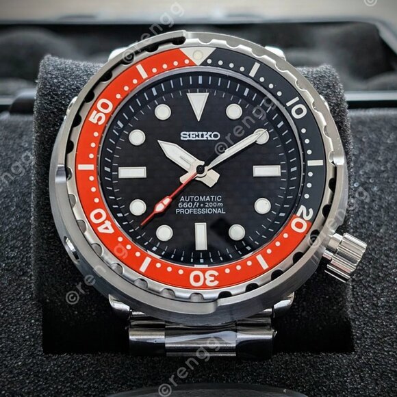 Automatic Tuna Canned Diver black carbon fiber Mod Watch 46mm Sapphire 24jewels - Picture 5 of 7